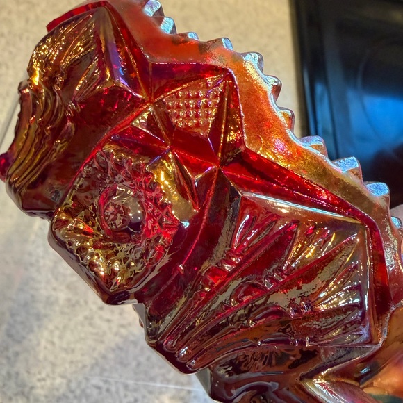 Vtg Westmoreland Ruby Red Sawtooth Point Glass Relish Candy dish - Picture 3 of 6